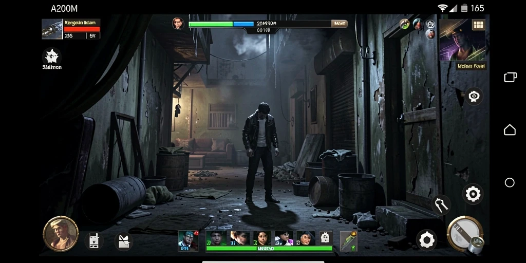 Tampilan gameplay menyeramkan A200M di malam gelap.