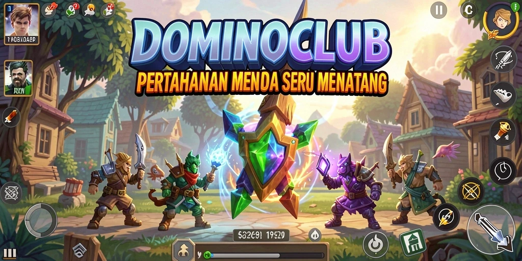 Tangkapan layar gameplay seru di DOMINOCLUB dengan menara pertahanan strategis.