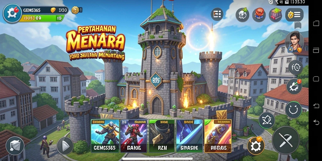 Gameplay seru GEMS365 dengan strategi Tower Defense yang menantang.