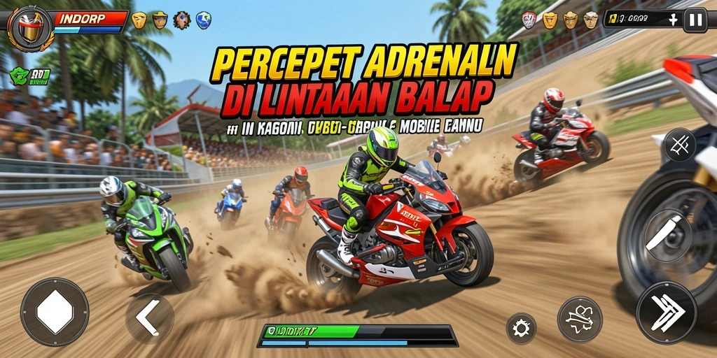Screenshot INDORP menampilkan akselerasi mobil balap yang mendebarkan di lintasan.