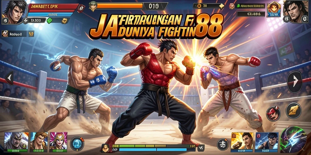 Tampilan gameplay JAWABET88 dengan pertarungan seru dan karakter yang kuat.