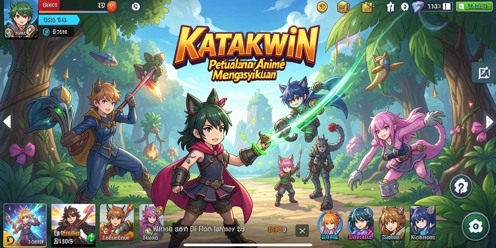 Gameplay seru KATAKWIN dengan karakter Anime yang beragam.