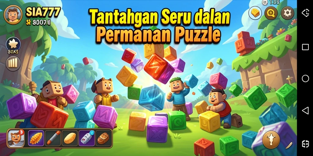 Tampilan menarik dari gameplay SIA777 yang menambahkan tantangan Puzzle.